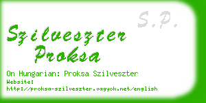 szilveszter proksa business card